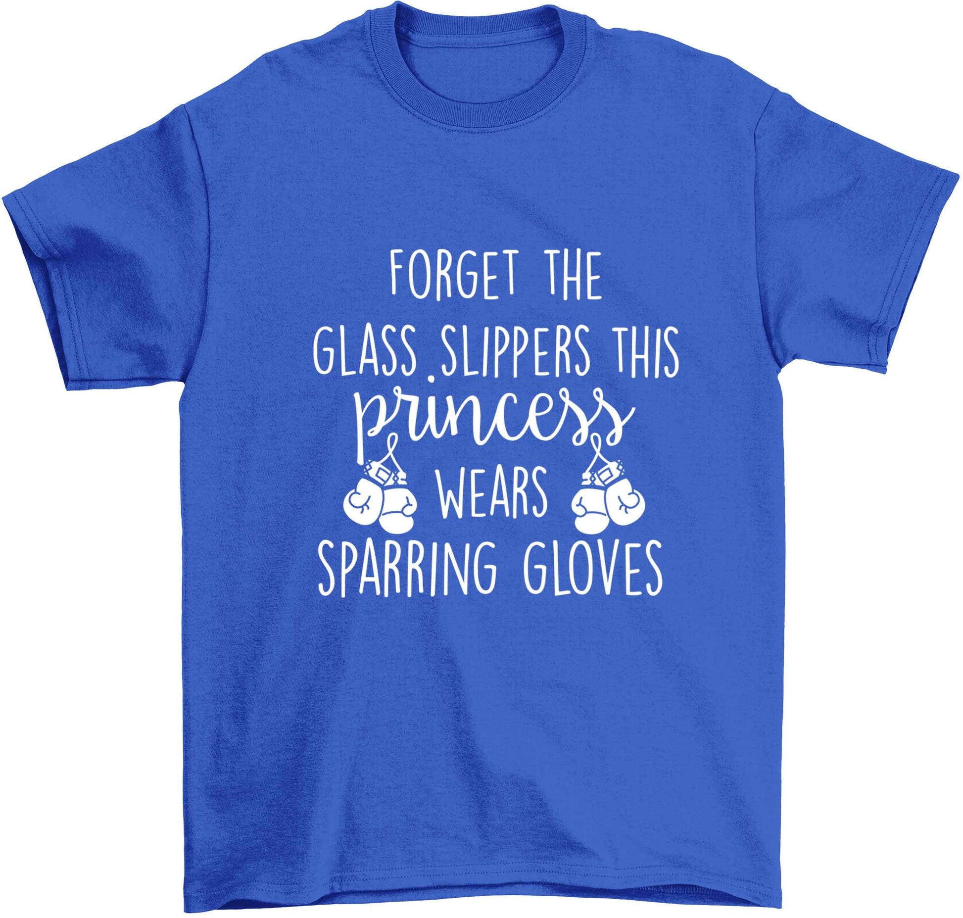 Forget the glass slippers this princess wears sparring gloves Children's blue Tshirt 12-13 Years