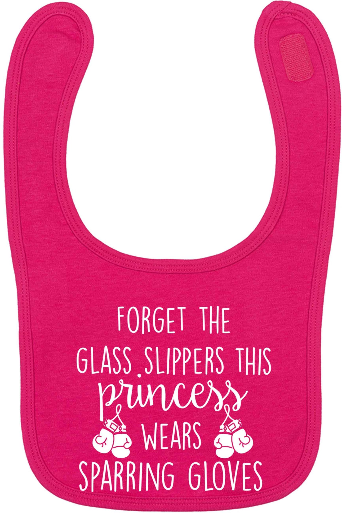 Forget the glass slippers this princess wears sparring gloves dark pink baby bib
