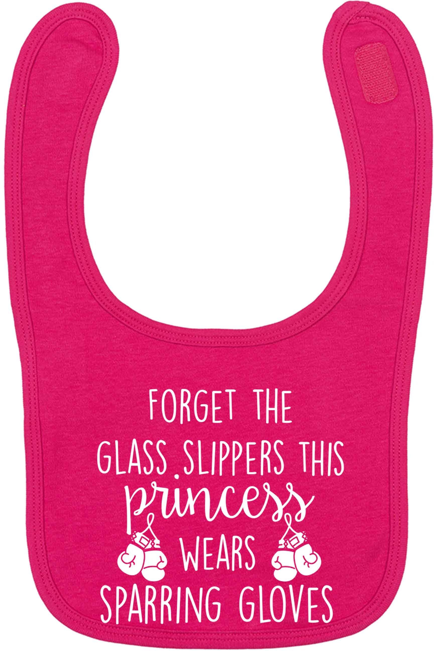 Forget the glass slippers this princess wears sparring gloves dark pink baby bib