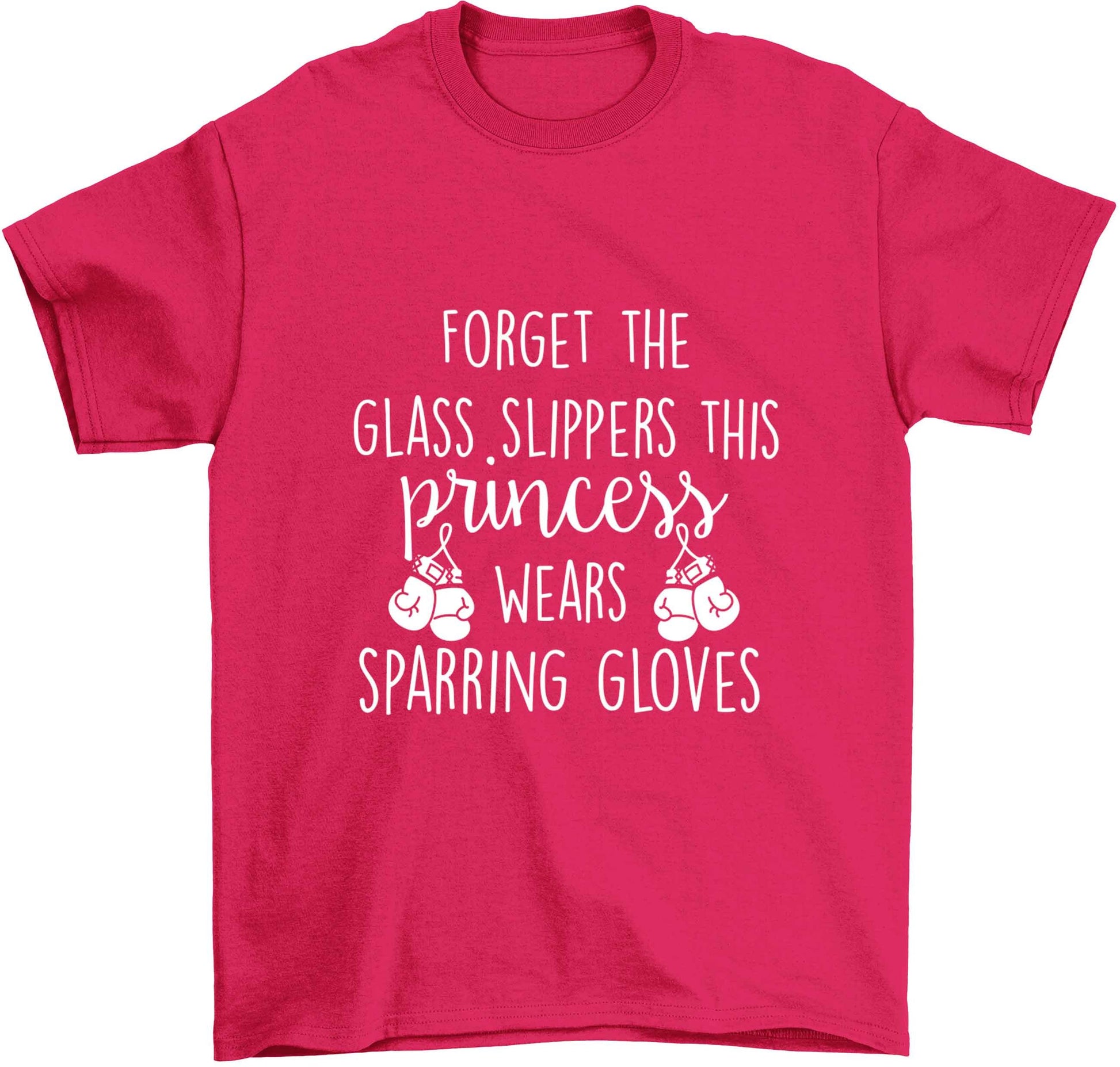 Forget the glass slippers this princess wears sparring gloves Children's pink Tshirt 12-13 Years
