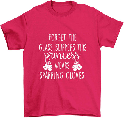 Forget the glass slippers this princess wears sparring gloves Children's pink Tshirt 12-13 Years