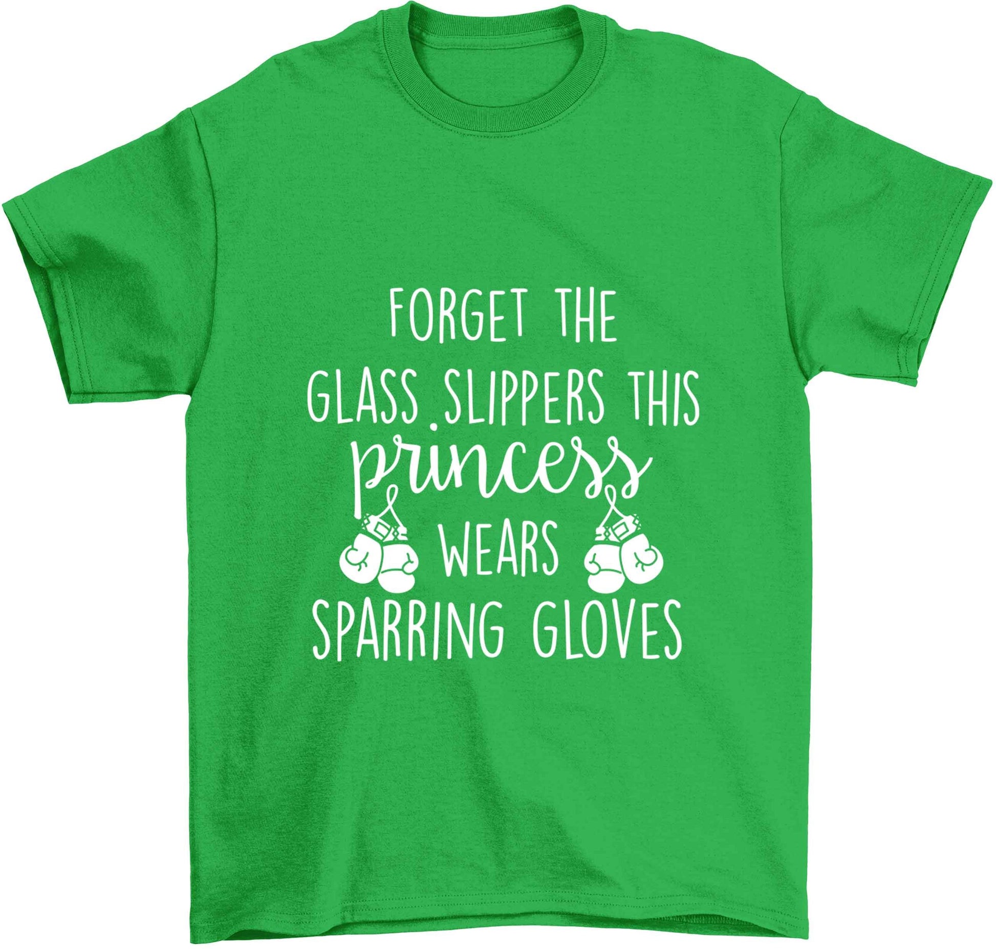 Forget the glass slippers this princess wears sparring gloves Children's green Tshirt 12-13 Years