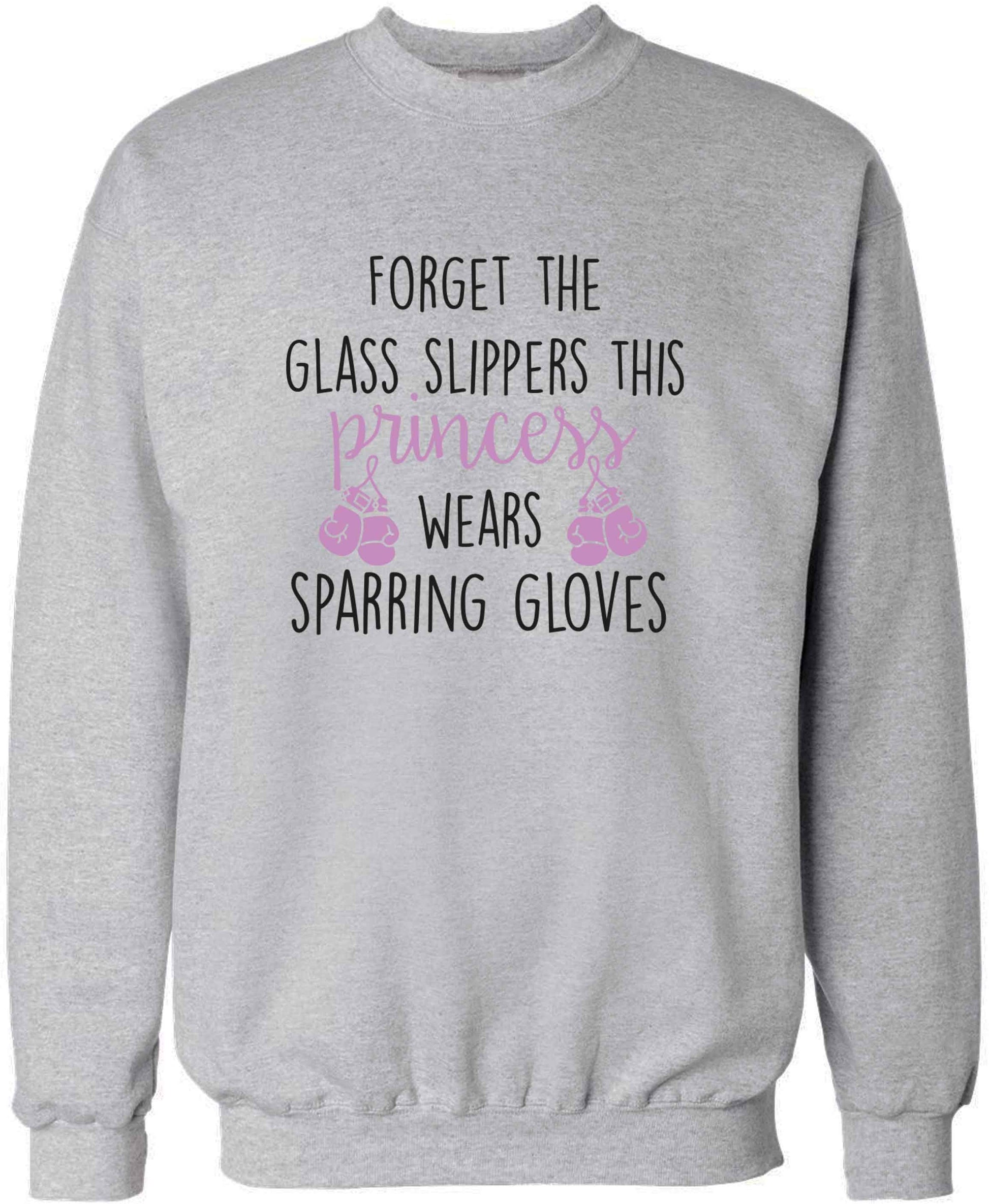 Forget the glass slippers this princess wears sparring gloves adult's unisex grey sweater 2XL