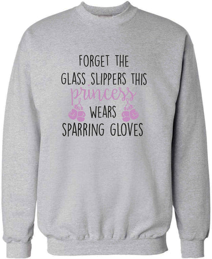 Forget the glass slippers this princess wears sparring gloves adult's unisex grey sweater 2XL