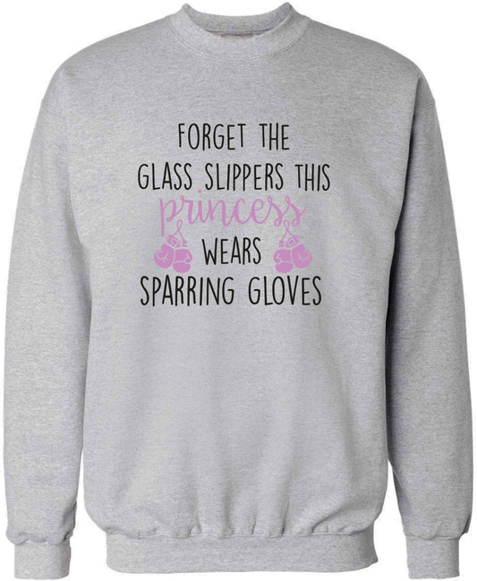 Forget the glass slippers this princess wears sparring gloves adult's unisex grey sweater 2XL
