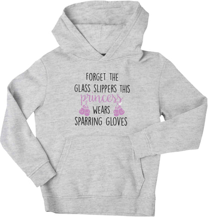 Forget the glass slippers this princess wears sparring gloves children's grey hoodie 12-13 Years