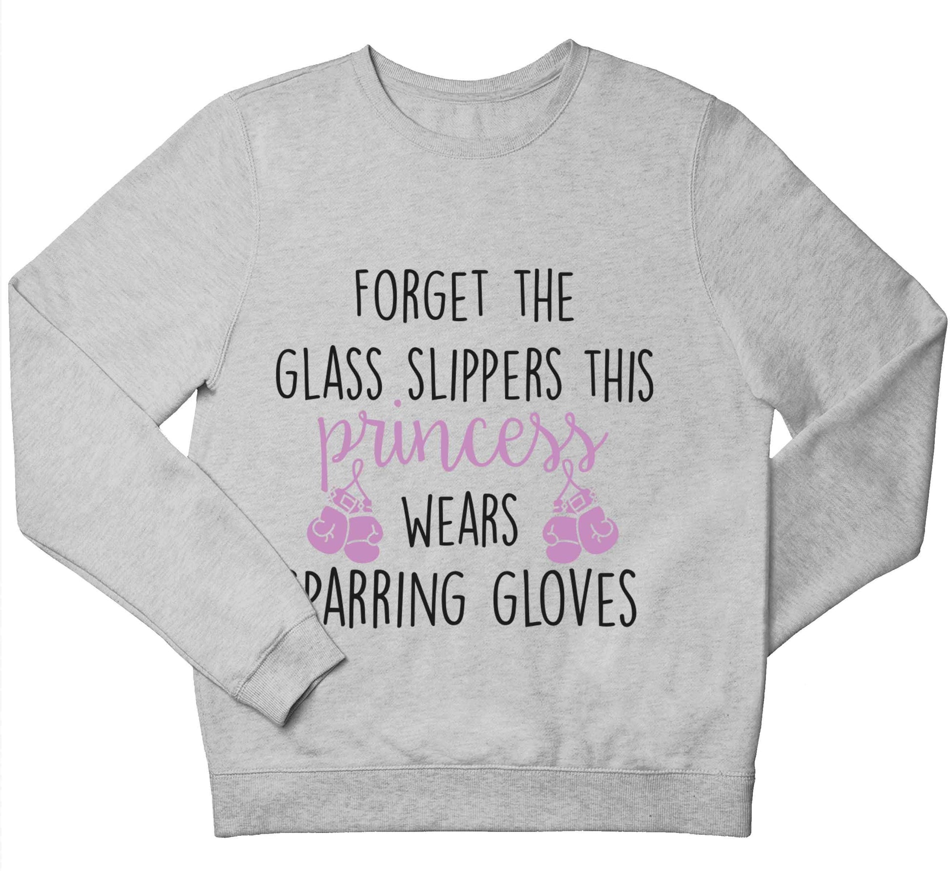 Forget the glass slippers this princess wears sparring gloves children's grey sweater 12-13 Years