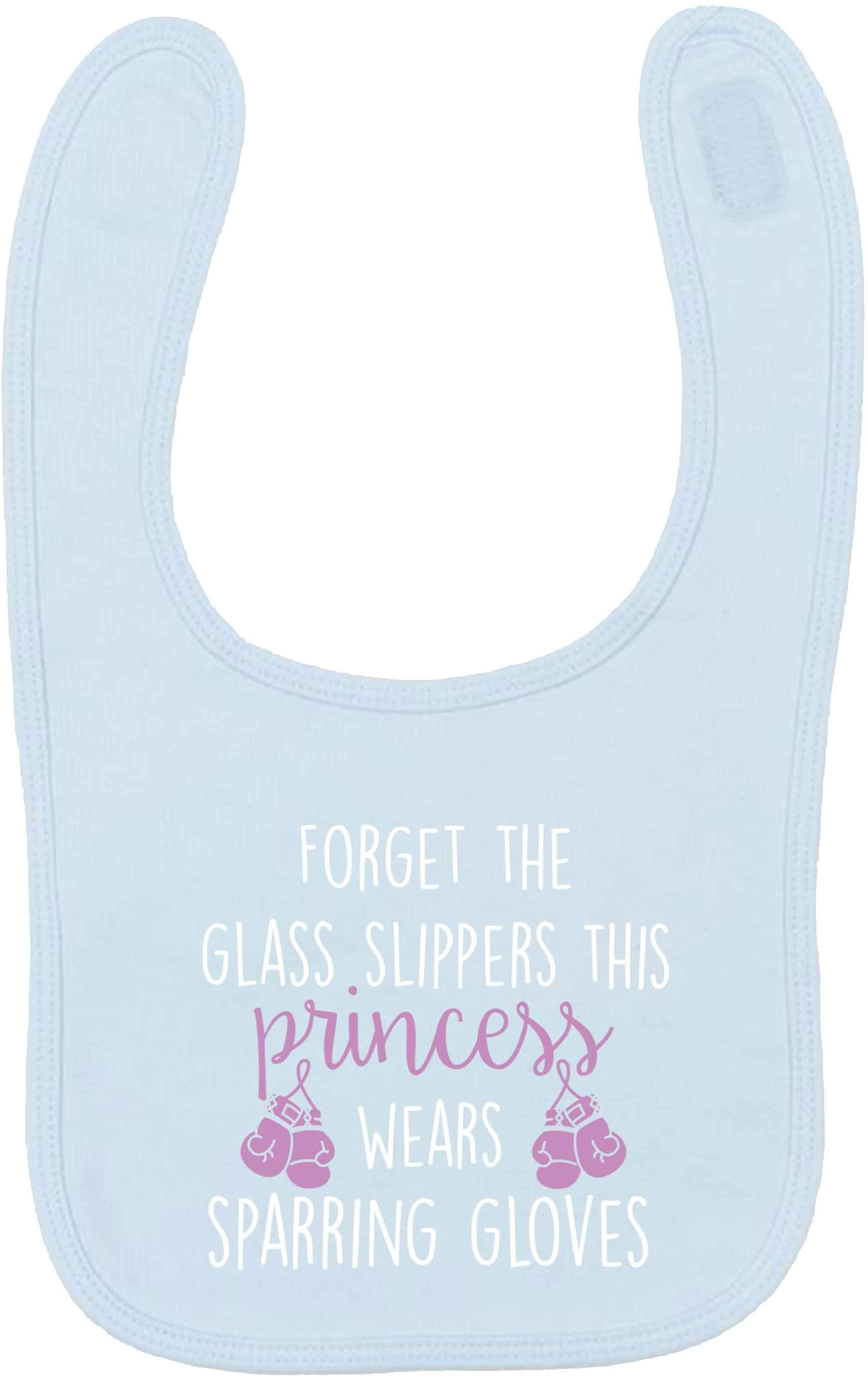 Forget the glass slippers this princess wears sparring gloves pale blue baby bib