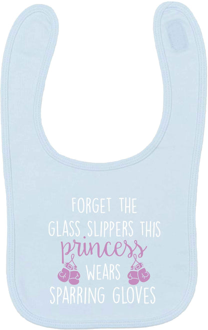 Forget the glass slippers this princess wears sparring gloves pale blue baby bib
