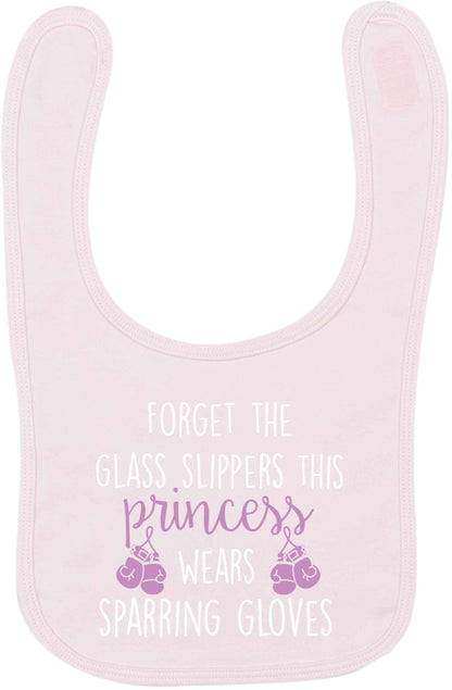 Forget the glass slippers this princess wears sparring gloves pale pink baby bib