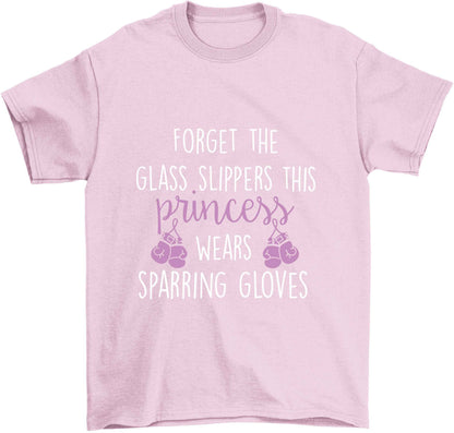 Forget the glass slippers this princess wears sparring gloves Children's light pink Tshirt 12-13 Years