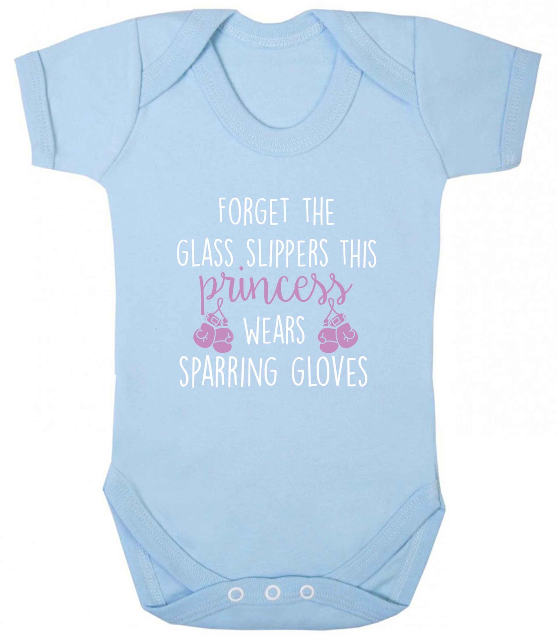 Forget the glass slippers this princess wears sparring gloves baby vest pale blue 18-24 months