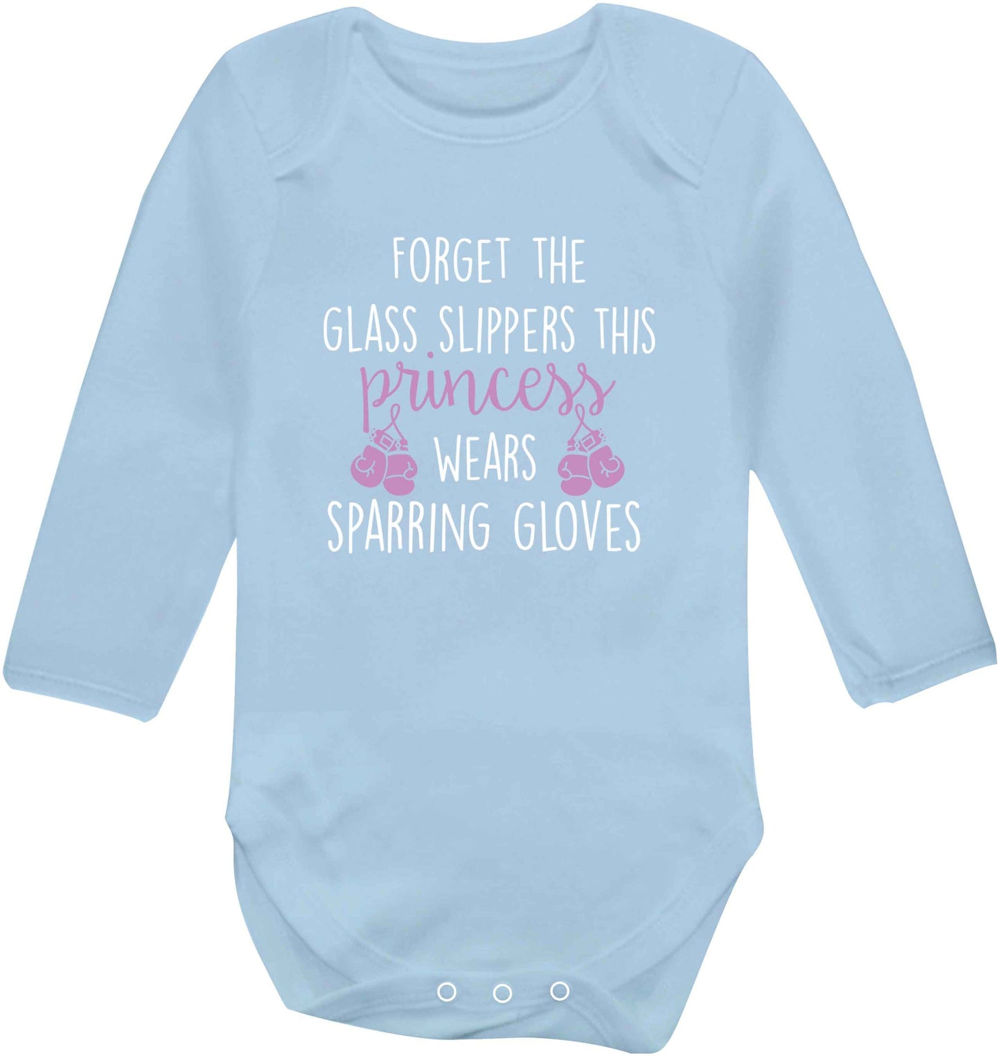 Forget the glass slippers this princess wears sparring gloves baby vest long sleeved pale blue 6-12 months