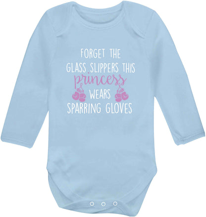 Forget the glass slippers this princess wears sparring gloves baby vest long sleeved pale blue 6-12 months