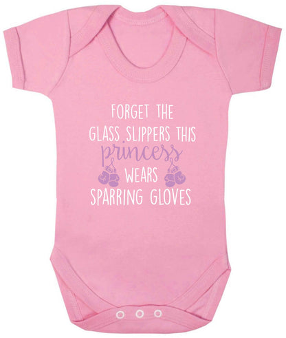 Forget the glass slippers this princess wears sparring gloves baby vest pale pink 18-24 months