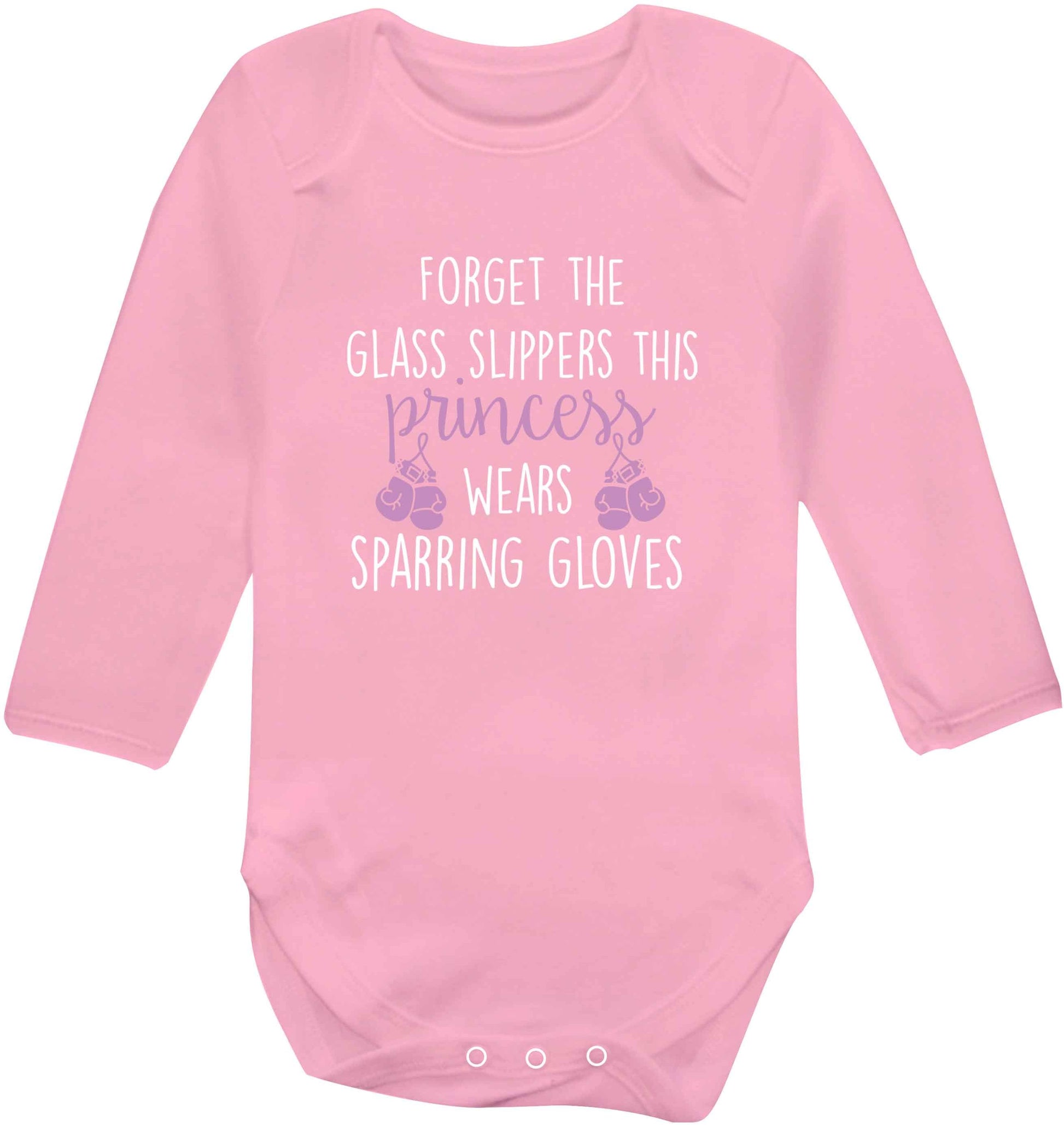 Forget the glass slippers this princess wears sparring gloves baby vest long sleeved pale pink 6-12 months