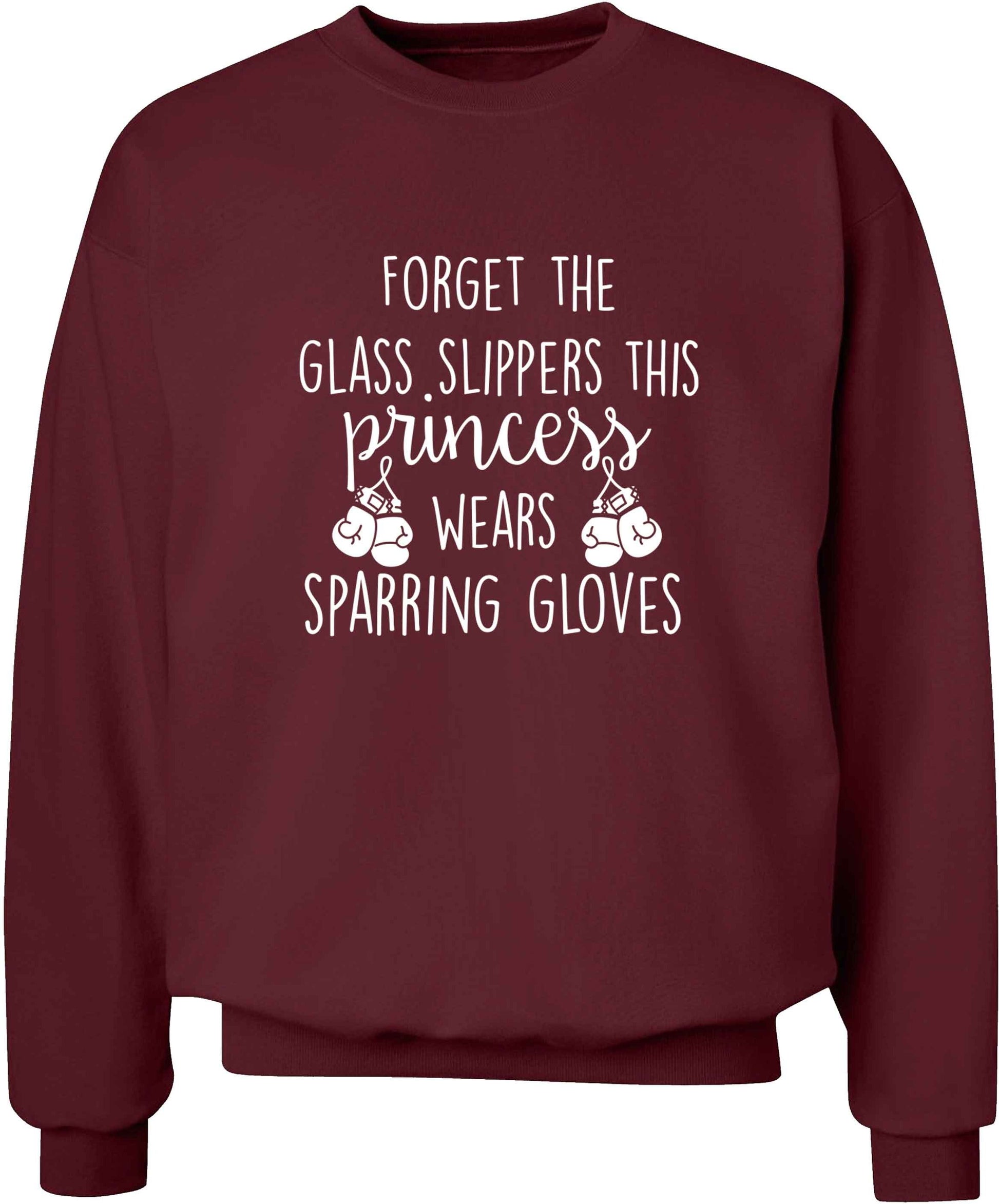 Forget the glass slippers this princess wears sparring gloves adult's unisex maroon sweater 2XL