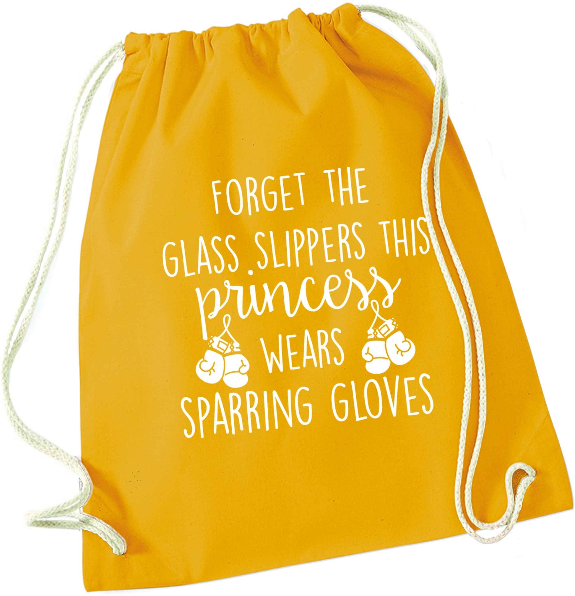 Forget the glass slippers this princess wears sparring gloves mustard drawstring bag
