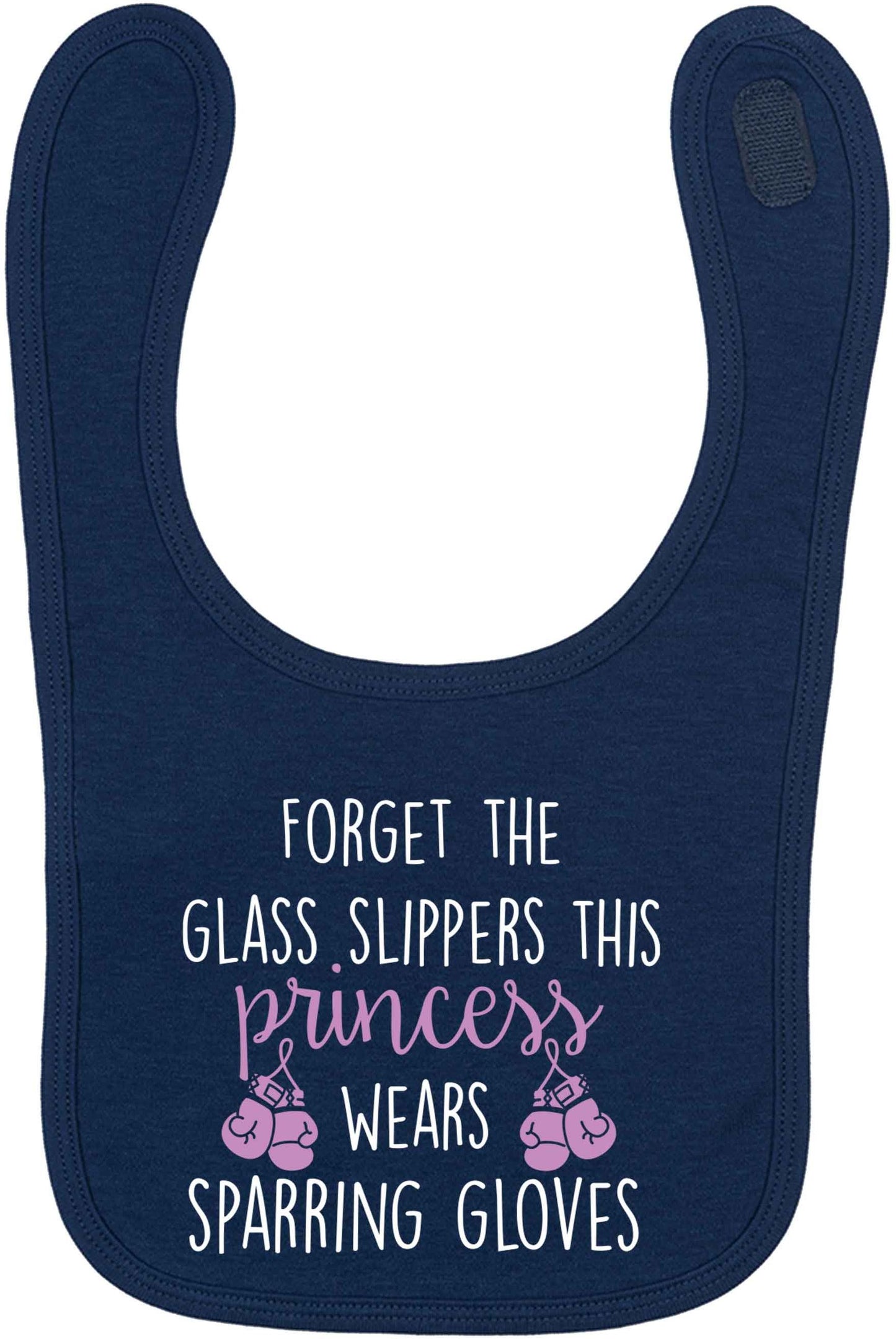 Forget the glass slippers this princess wears sparring gloves navy baby bib