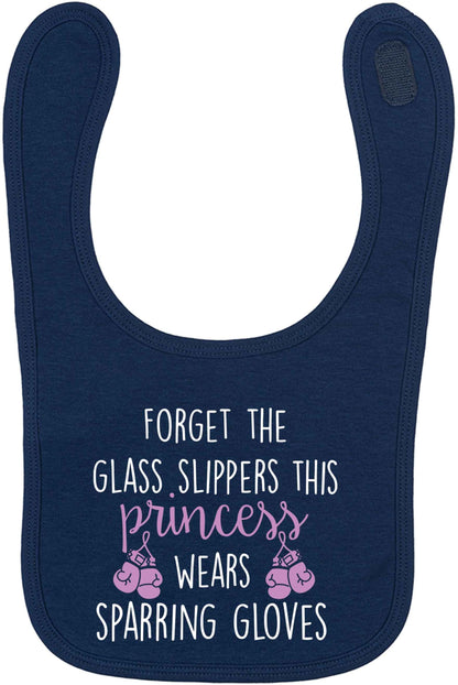 Forget the glass slippers this princess wears sparring gloves navy baby bib