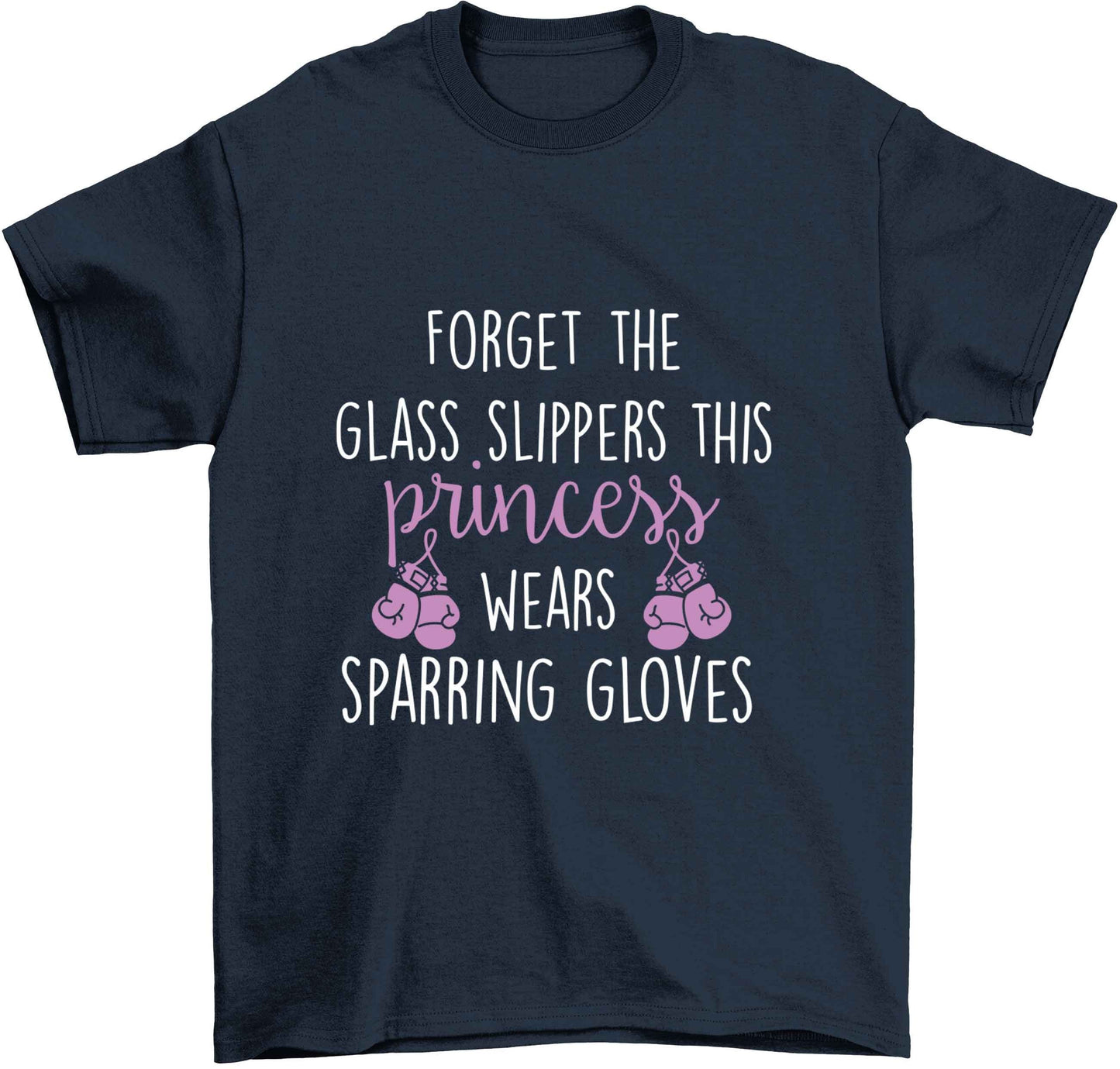 Forget the glass slippers this princess wears sparring gloves Children's navy Tshirt 12-13 Years