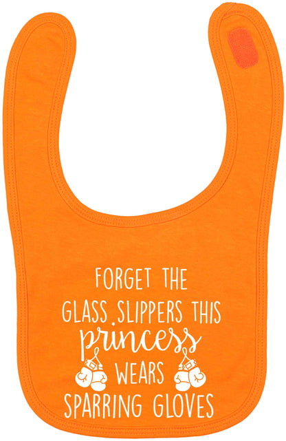 Forget the glass slippers this princess wears sparring gloves orange baby bib