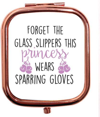 Forget the glass slippers this princess wears sparring gloves rose gold square pocket mirror