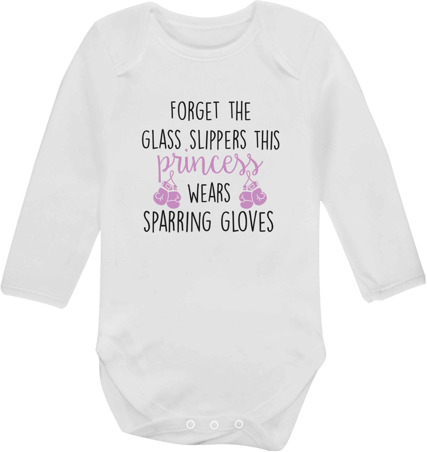 Forget the glass slippers this princess wears sparring gloves baby vest long sleeved white 6-12 months