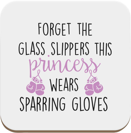 Forget the glass slippers this princess wears sparring gloves set of four coasters