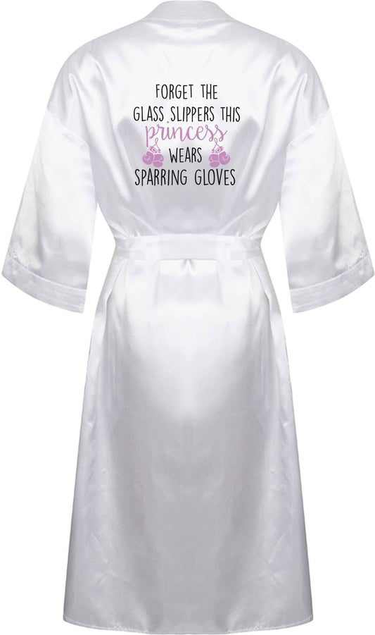Forget the glass slippers this princess wears sparring gloves XL/XXL white ladies dressing gown size 16/18