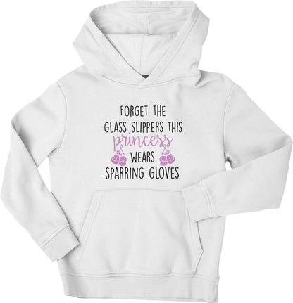 Forget the glass slippers this princess wears sparring gloves children's white hoodie 12-13 Years