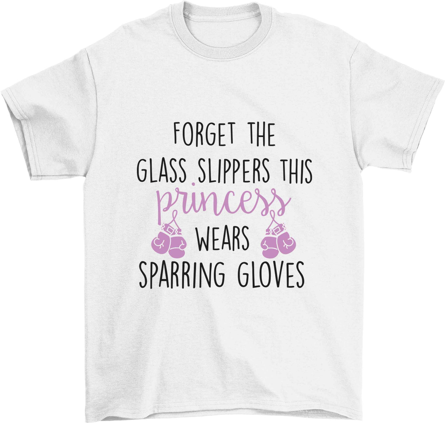 Forget the glass slippers this princess wears sparring gloves Children's white Tshirt 12-13 Years