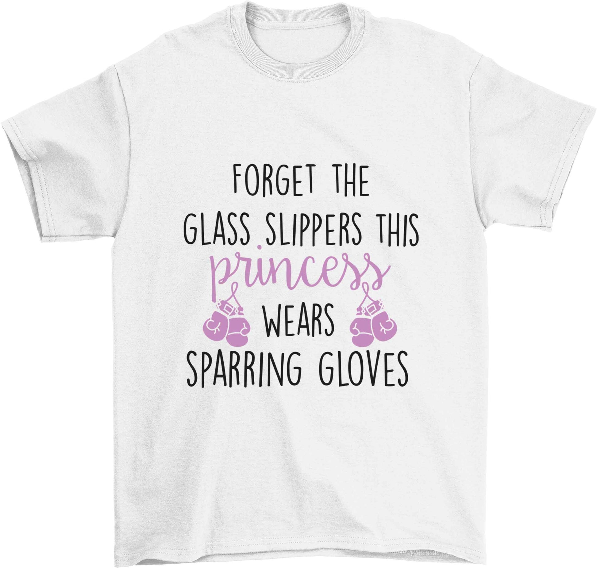 Forget the glass slippers this princess wears sparring gloves Children's white Tshirt 12-13 Years