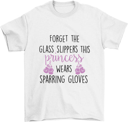 Forget the glass slippers this princess wears sparring gloves Children's white Tshirt 12-13 Years