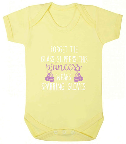 Forget the glass slippers this princess wears sparring gloves baby vest pale yellow 18-24 months