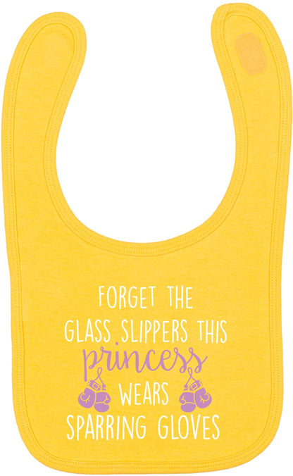 Forget the glass slippers this princess wears sparring gloves yellow baby bib