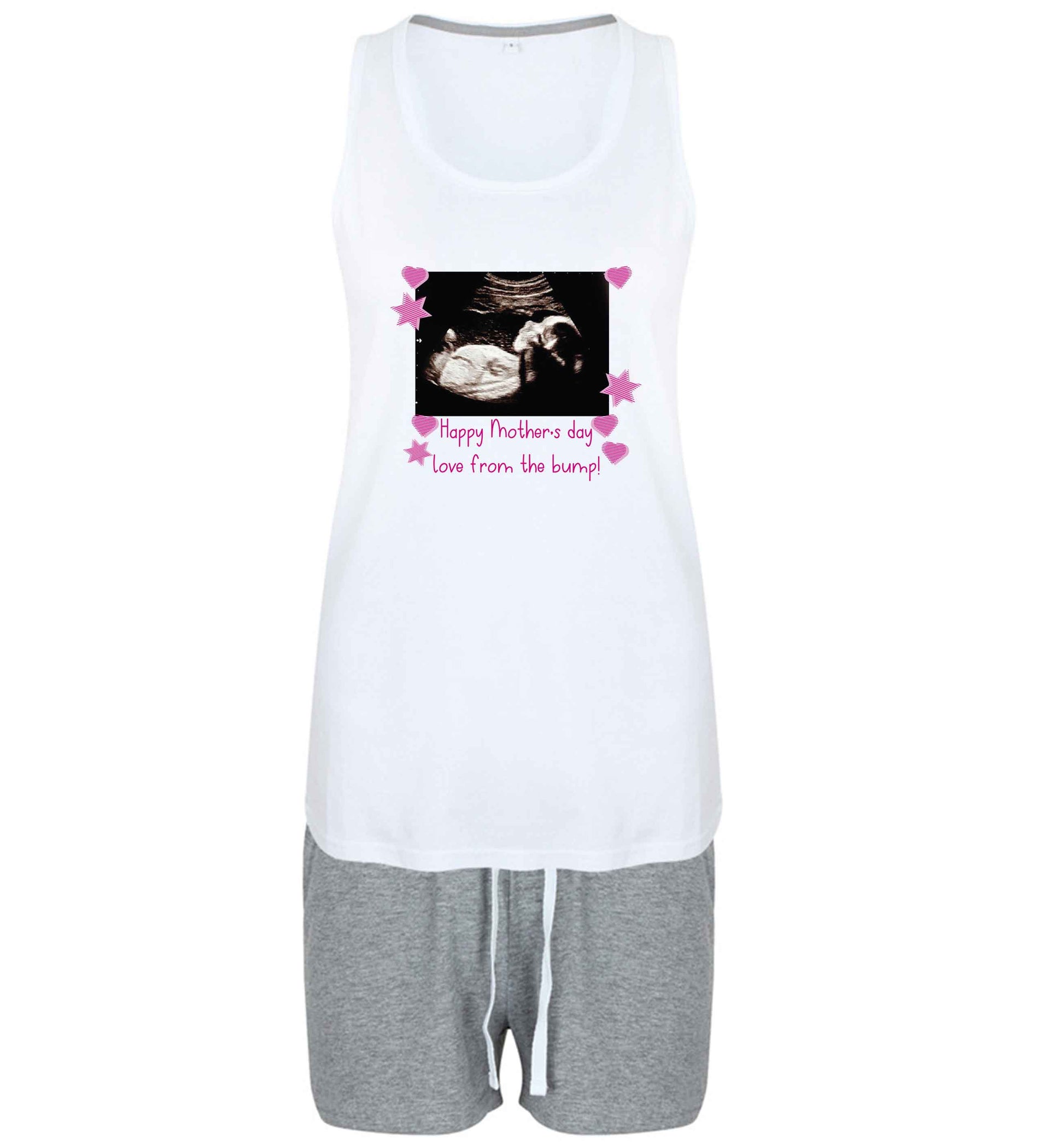 Happy Mother's day love from the bump - pink  size XL women's pyjama shorts set in pink 