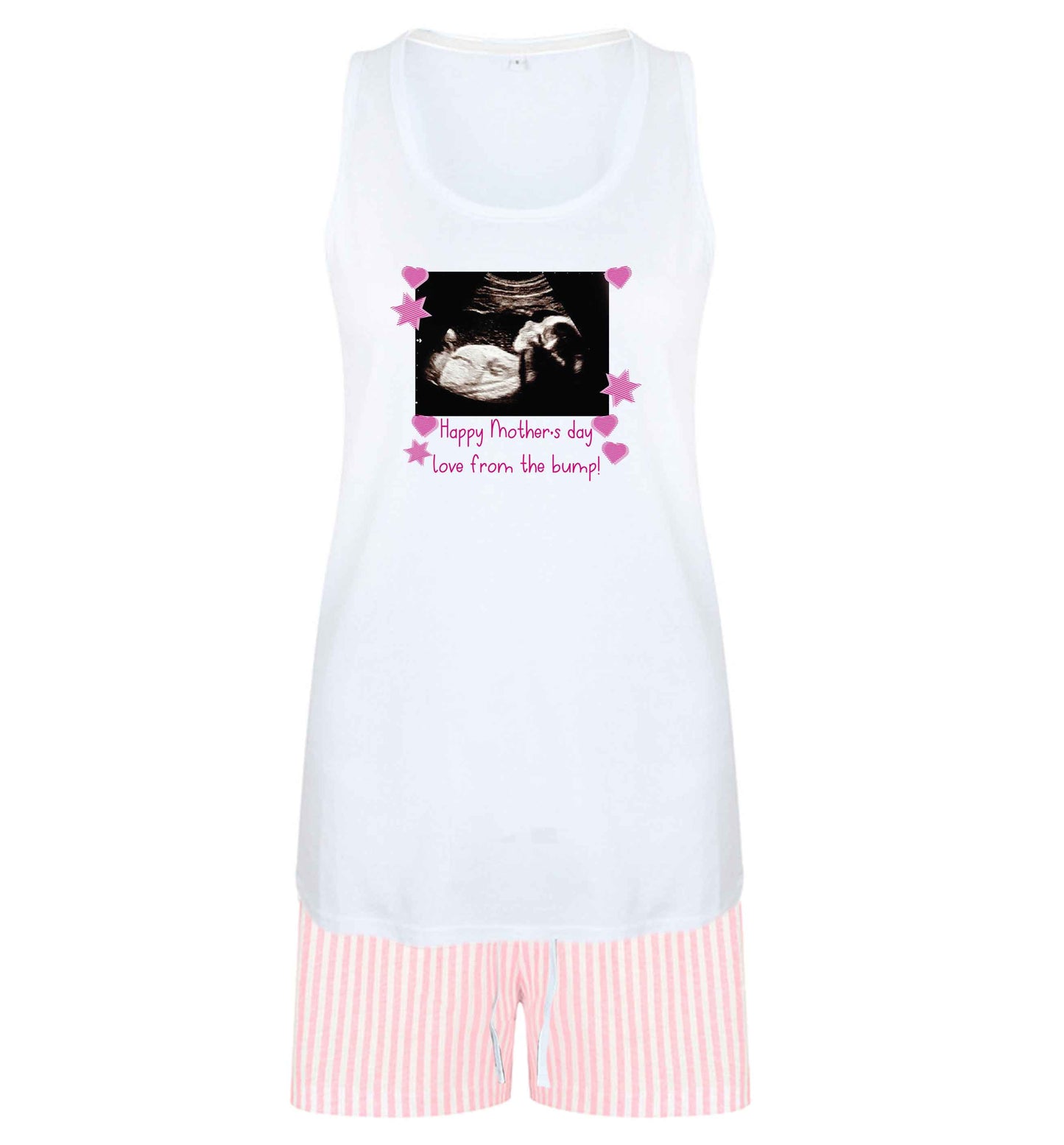 Happy Mother's day love from the bump - pink  size XL women's pyjama shorts set in pink 
