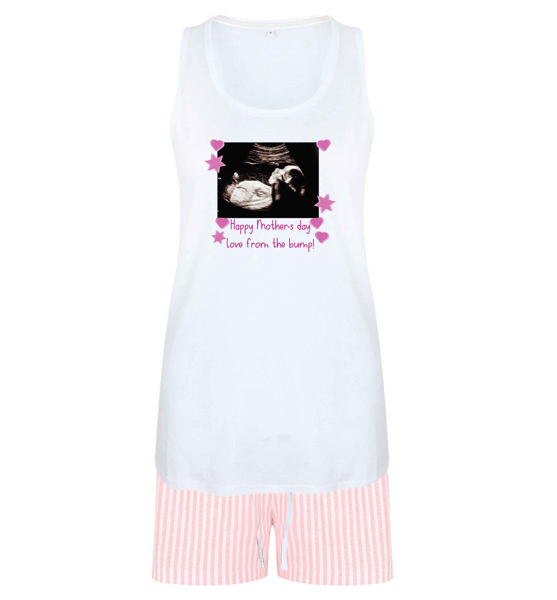 Happy Mother's day love from the bump - pink  size XL women's pyjama shorts set in pink 