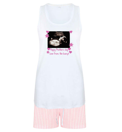 Happy Mother's day love from the bump - pink  size XL women's pyjama shorts set in pink 