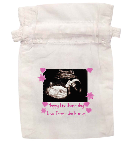 Happy Mother's day love from the bump - pink  | XS - L | Pouch / Drawstring bag / Sack | Organic Cotton | Bulk discounts available!