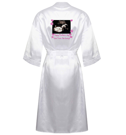 Happy Mother's day love from the bump - pink  XL/XXL white ladies dressing gown size 16/18