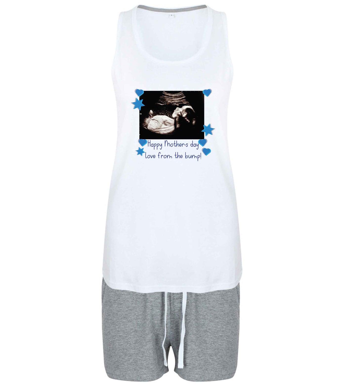 Happy Mother's day love from the bump - blue size XL women's pyjama shorts set in pink 