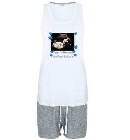Happy Mother's day love from the bump - blue size XL women's pyjama shorts set in pink 
