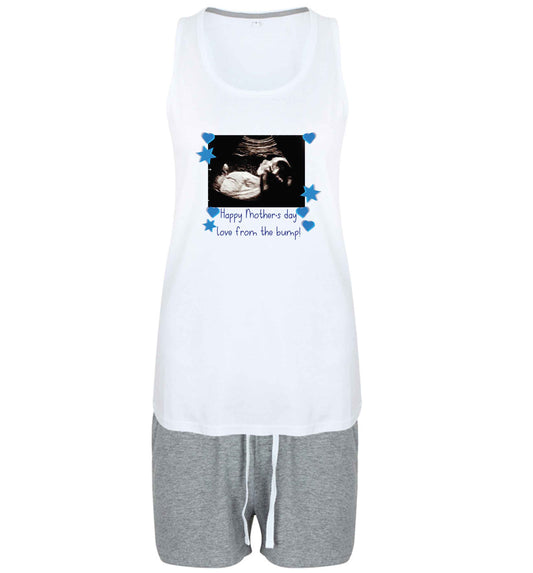 Happy Mother's day love from the bump - blue size XL women's pyjama shorts set in pink 