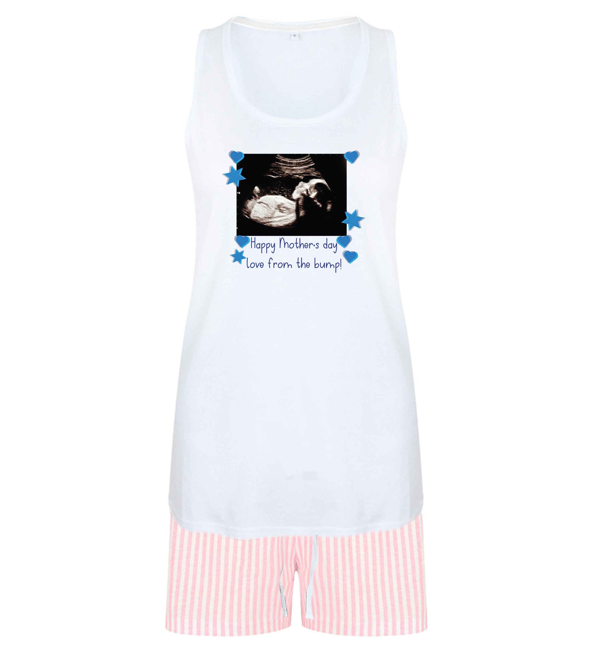Happy Mother's day love from the bump - blue size XL women's pyjama shorts set in pink 