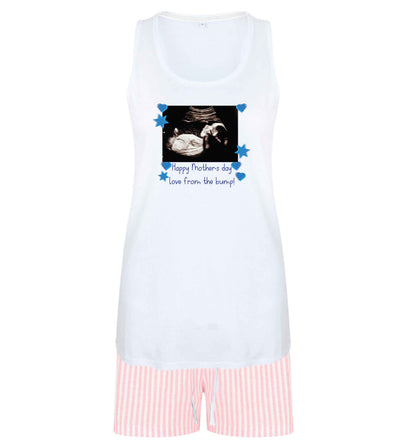 Happy Mother's day love from the bump - blue size XL women's pyjama shorts set in pink 