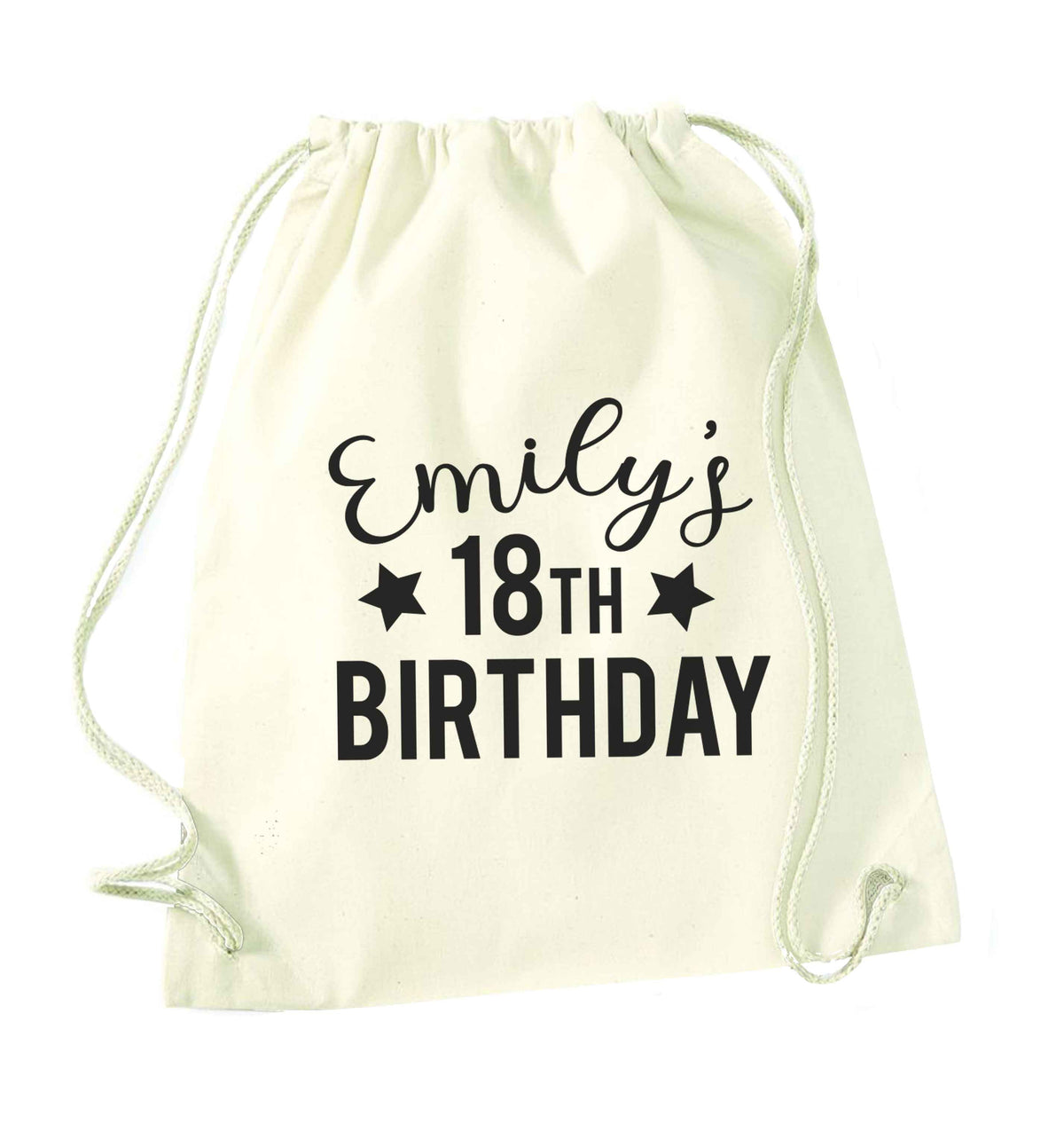 Personalised 18th birthday natural drawstring bag
