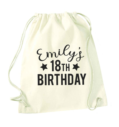 Personalised 18th birthday natural drawstring bag