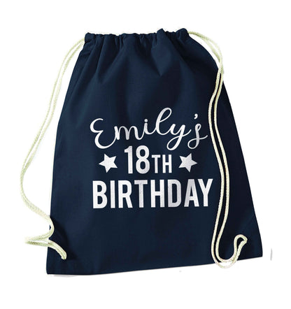 Personalised 18th birthday navy drawstring bag